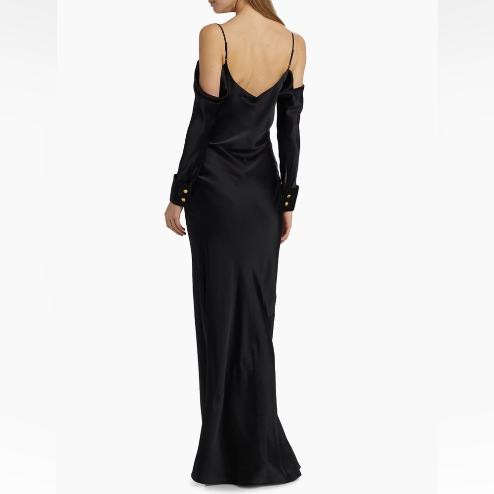 NWT L'AGENCE Melly French Cuff Off Shoulder 100% Silk Dress Maxi Cocktail Dress - Picture 2 of 15